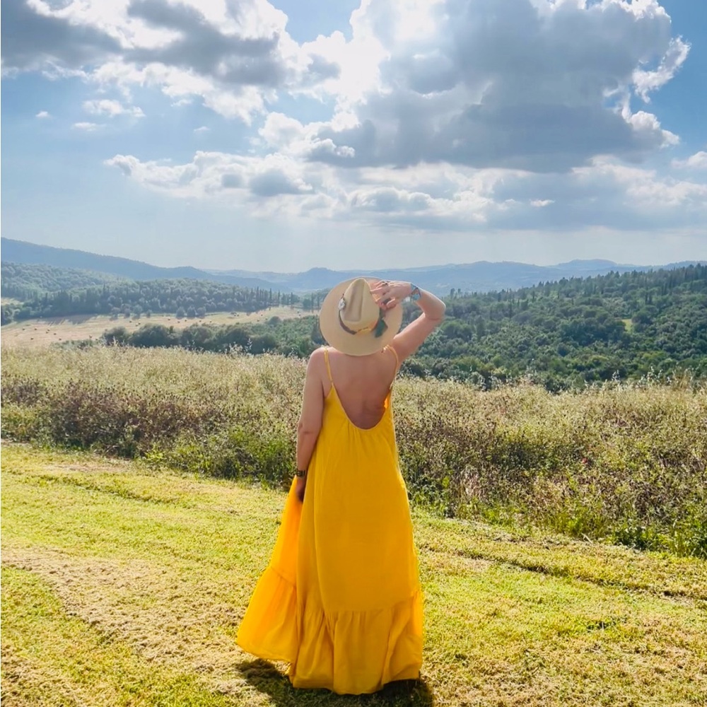 Italian Haveone Yellow Sleeveless Maxi Dress